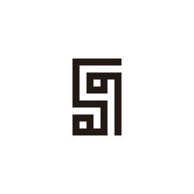 SQ kare geometrik sembolü basit logo vektörü