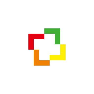 Kareler, renkli, yön geometrik sembol basit logo vektörü