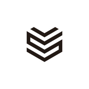 V ve kalp geometrik sembolü basit logo vektörü