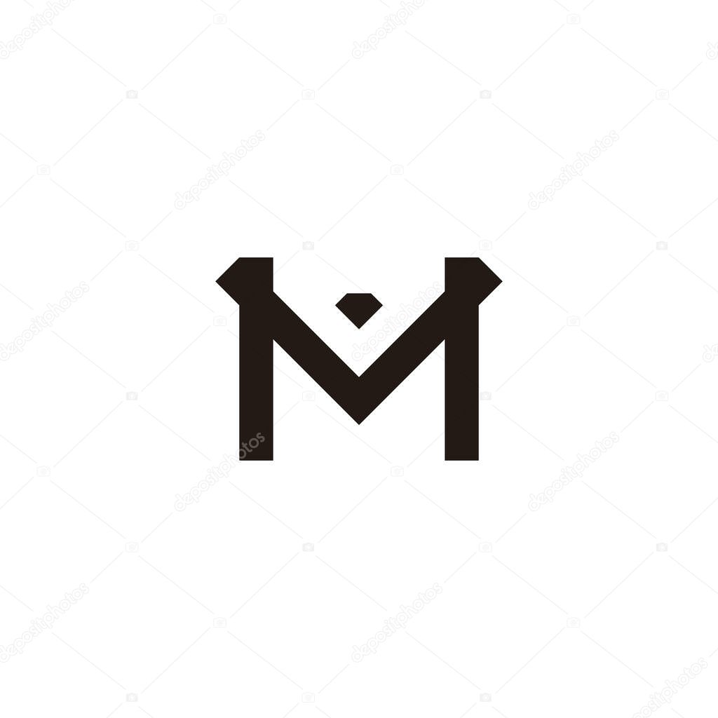 Letter M gems geometric symbol simple logo vector