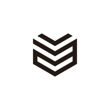 V harfi ve kalp geometrik sembolü basit logo vektörü