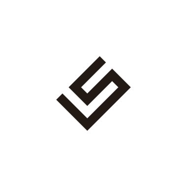 Harf JS kare bağlantısı geometrik sembol basit logo vektörü
