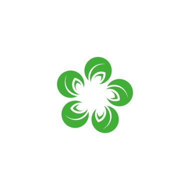 Çiçek, ardında geometrik sembol bırakır basit logo vektörü