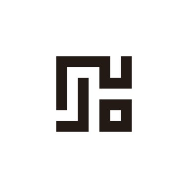 Harf J N o kare geometrik sembol basit logo vektörü