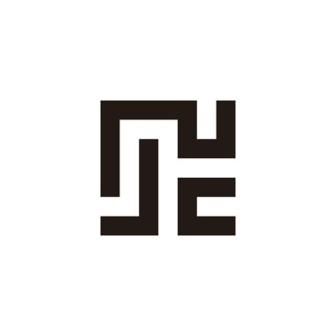 N harfi, J ve c kare geometrik sembol basit logo vektörü