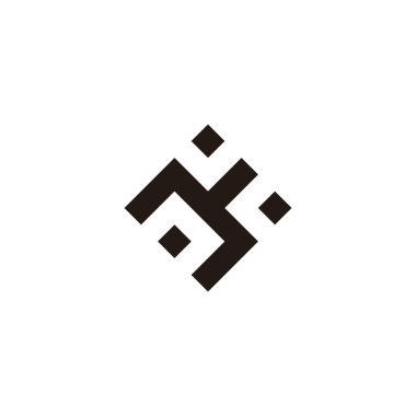 N harfi, v ve c kare geometrik sembolü basit logo vektörü