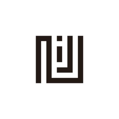 N harfi, i ve J kare geometrik sembol basit logo vektörü