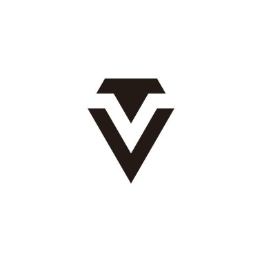 T ve V harfleri elmas geometrik sembol basit logo vektörü