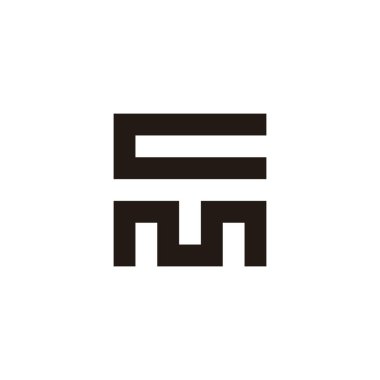 C harfi T m kare geometrik sembol basit logo vektörü