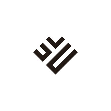 u, y, v ve c harfleri, kare geometrik sembol basit logo vektörü