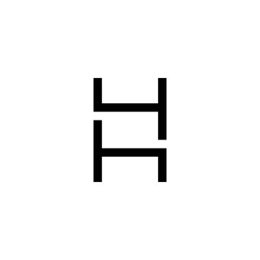 H harfi numara 4 geometrik sembol basit logo vektörü