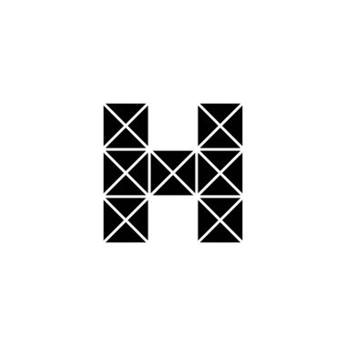 H harfi üçgeni, kare geometrik sembol basit logo vektörü