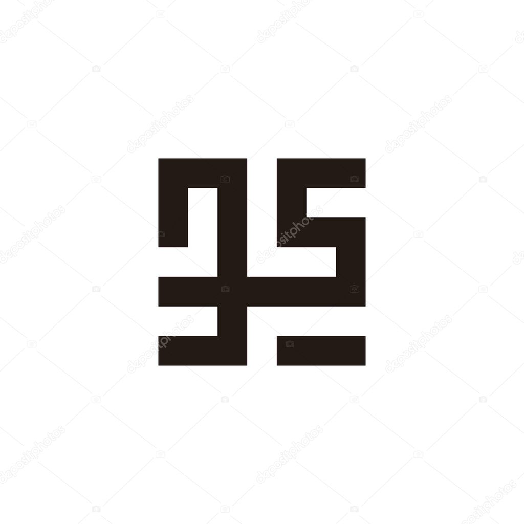 Number 35 square, connect geometric symbol simple logo vector