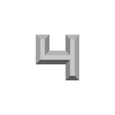 4 numara gümüş, 3 boyutlu geometrik sembol basit logo vektörü