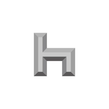 H harfi gümüş, kare, 3 boyutlu geometrik sembol basit logo vektörü