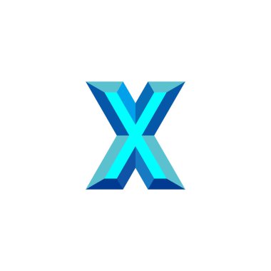 X harfi elmas, 3d geometrik sembol basit logo vektörü