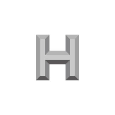 H harfi gümüş, 3d geometrik sembol basit logo vektörü