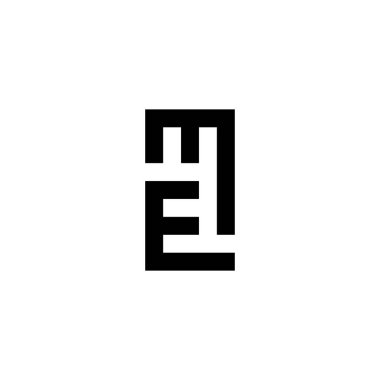 E ve M kare geometrik sembolü basit logo vektörü
