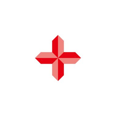 Artı, hastane, geometrik sembolü katla basit logo vektörü