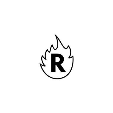 Letter R fire geometric symbol simple logo vector