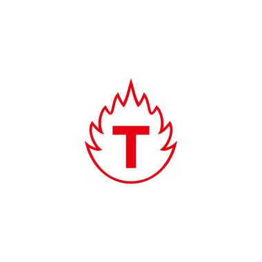 T harfi ateş hattı geometrik sembolü basit logo vektörü