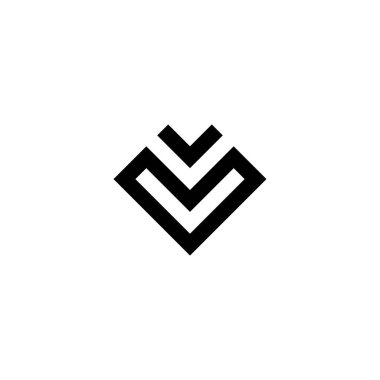 letter v heart, square geometric symbol simple logo vector
