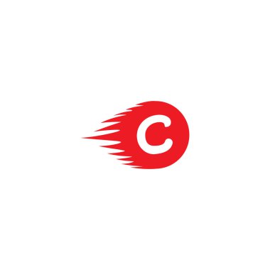 C harfi yangın, hızlı basit vektör logosu sembolü