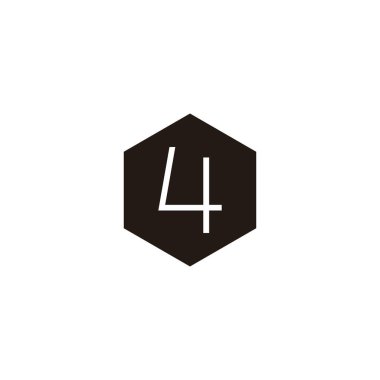 Number 4 in hexagon geometric symbol simple logo vector
