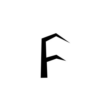letter F twig geometric symbol simple logo vector