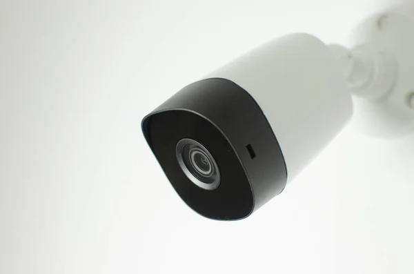 Egy Fehér Biztonsági Kamera Részletei Ami Biztonság Védelem Érzését Közvetíti — Stock Fotó