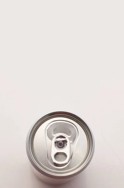 Detail Der Leeren Aluminium Getränkedose Aufsicht 000 Glatte Und Glänzende — Stockfoto