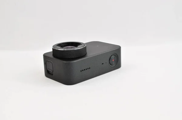 用这个黑色的4K行动相机记录下你最极端的时刻 准备记录下每一个细节 — 图库照片