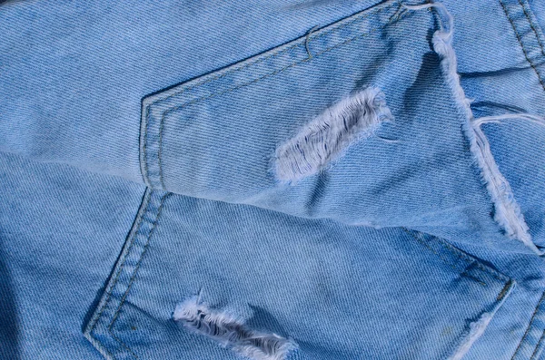 Strategisch Platzierte Zerrissene Nahaufnahme Auf Jeans Die Dem Look Eine — Stockfoto