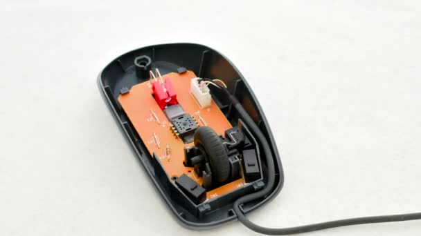 Dettaglio Interno Mouse Aperto Che Mostra Sua Sofisticata Struttura Meccanica — Video Stock