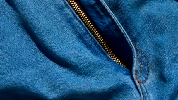 Highlight Zipper Denim Jeans Showcasing Practicality Style Essential Piece — Stock Video