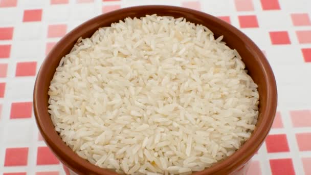 Close Bowl White Rice Delicious Neutral Base Accompany Variety Dishes — Stock Video