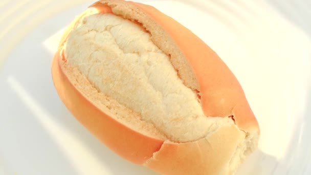 Close Pão Francês Uma Vista Apetitosa Deste Clássico Padaria Perfeito — Vídeo de Stock