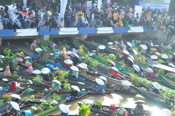 Martapura Banjar Regency Października 2022 Scena Lok Baintan Floating Market — Zdjęcie stockowe