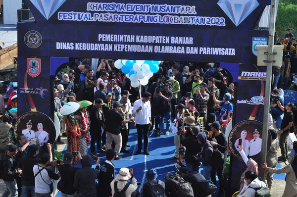 Martapura Banjar Regentschap Oktober 2022 Scène Van Lok Baintan Floating — Stockfoto