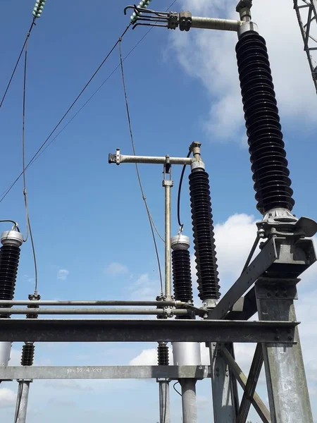 Yüksek Voltajlı Santralin Bağlantısını Kesiyorum Elektrik Şebekesinin Enerji Yalıtımı Sağlayan — Stok fotoğraf