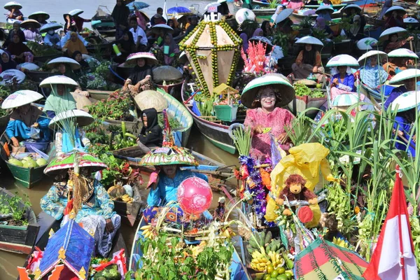 Martapura Banjar Regency Outubro 2022 Cena Lok Baintan Floating Market — Fotografia de Stock