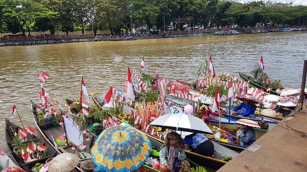 Martapura Banjar Regency October 2022 Scene Lok Baintan Floating Market — Stock Photo, Image