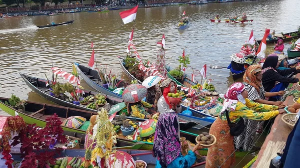Martapura Banjar Regency Października 2022 Scena Lok Baintan Floating Market — Zdjęcie stockowe