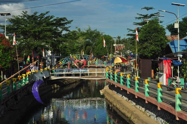 Banjarmasin Indonesia Noviembre 2022 Las Coloridas Casas Del Arco Iris — Foto de Stock
