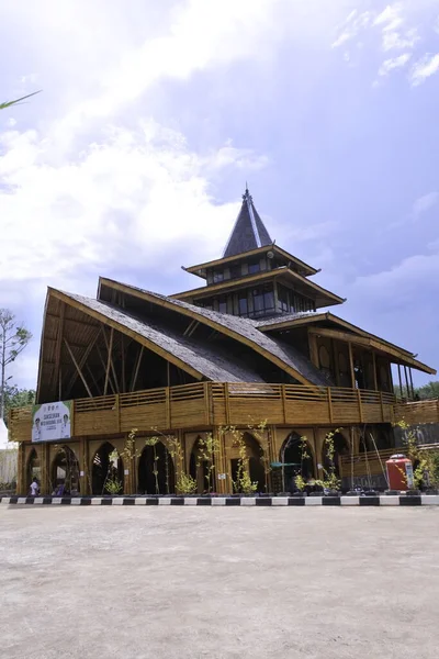 Mosquée Kiram Sur Banjarbaru Indonésie Les Murs Sont Faits Bambou — Photo