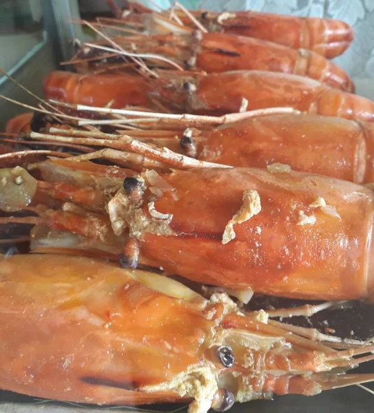 Udang Saus Mentega Crevettes Avec Sauce Beurre Servi Sur Assiette — Photo