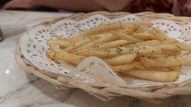 Close up frech fries on white plate