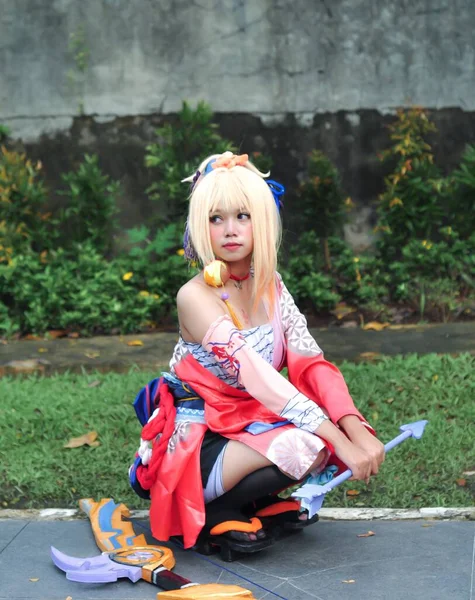 Jakarta Endonezya Ekim 2022 Cosplayer Kızı Cosplay Etkinliğinde Fantezi Video — Stok fotoğraf
