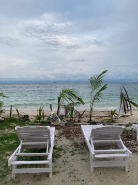 Yaz sahili manzarası. Tropik ada cenneti. Egzotik kıyılar, hindistan cevizi ağaçları, el değmemiş deniz, mavi gökyüzü. Şaşırtıcı doğa düzeni. Egzotik yolculuk geçmişi, tatil havası mükemmel duvar kağıdı.