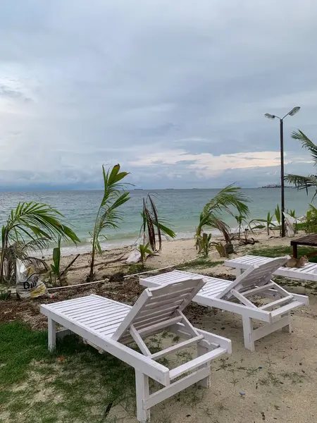 Yaz sahili manzarası. Tropik ada cenneti. Egzotik kıyılar, hindistan cevizi ağaçları, el değmemiş deniz, mavi gökyüzü. Şaşırtıcı doğa düzeni. Egzotik yolculuk geçmişi, tatil havası mükemmel duvar kağıdı.
